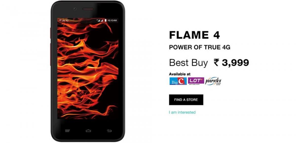 Reliance Lyf Flame 4 smartphone launched at Rs. 3,999